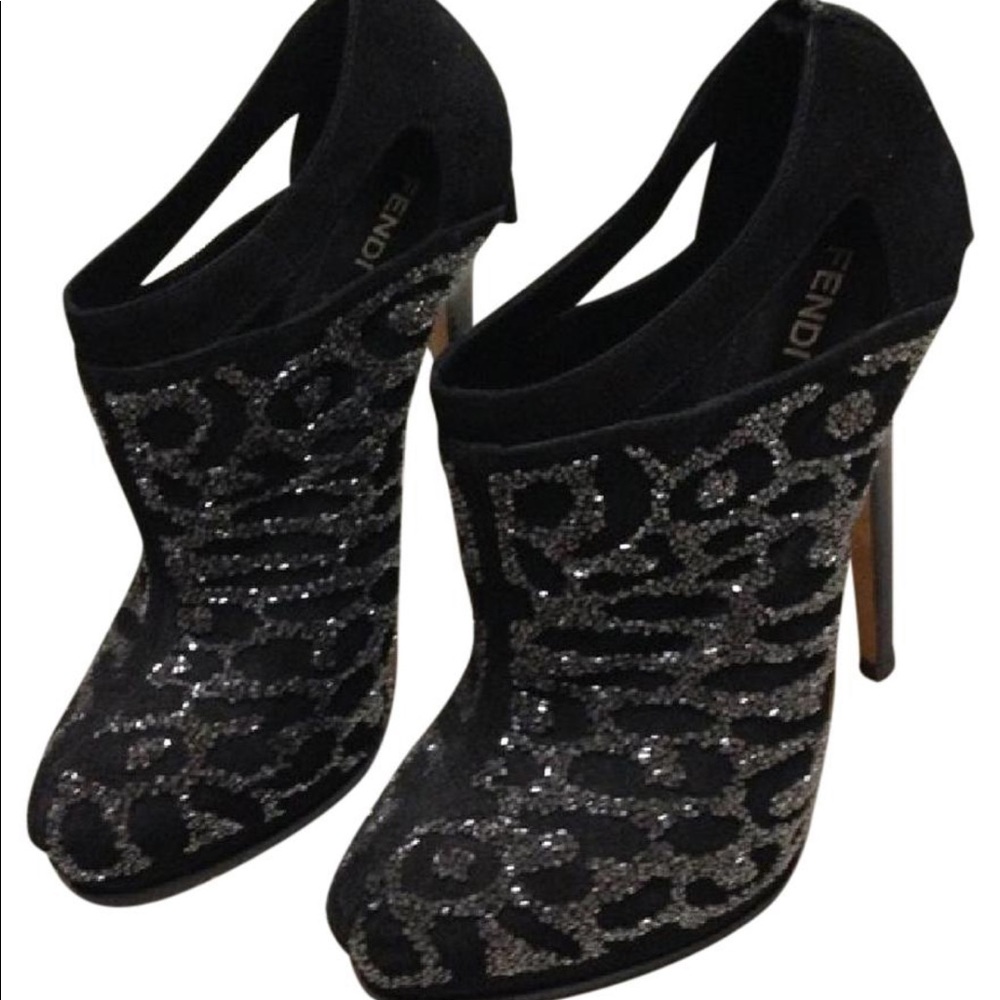 Fendi Black Sequin booties- size 39